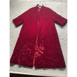 California Mainliner Red Velvet Dress Coat Cape Cosplay Fit Women's Large EUC